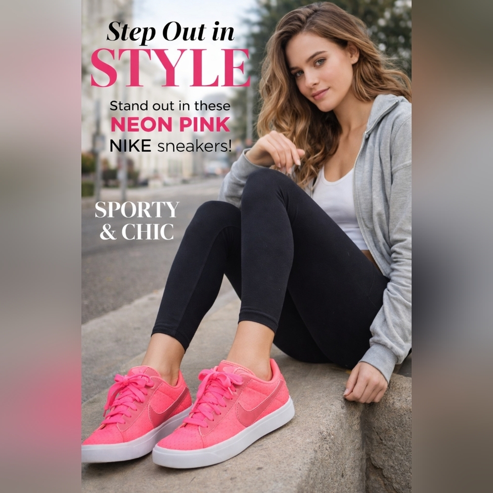 Neon Pink Nike Sneakers | Size 9.5 | Sporty Casual Style